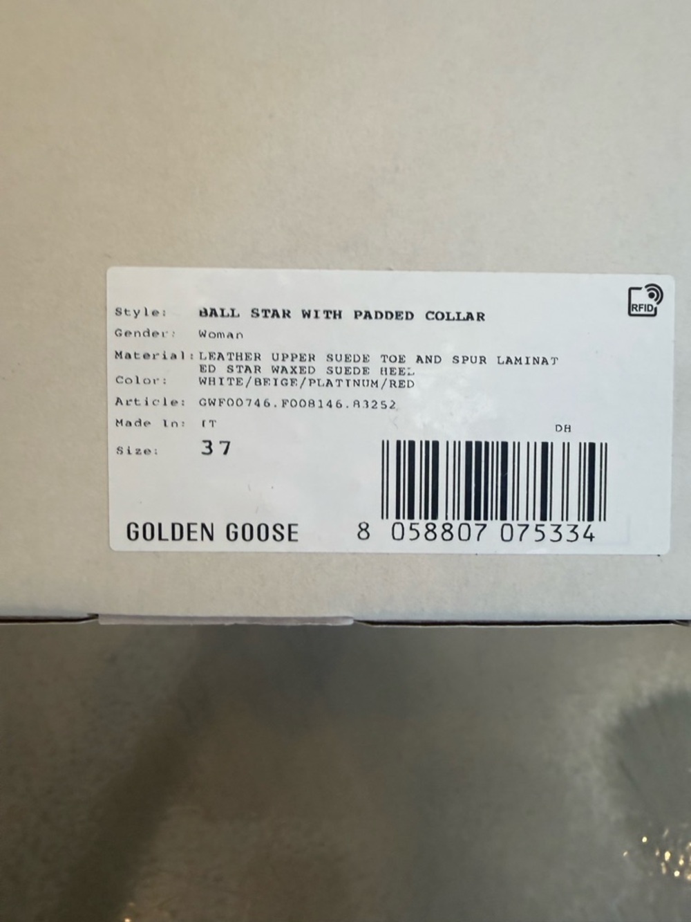 Golden Goose white beige platinum red Box Label - Picture 5 of 6